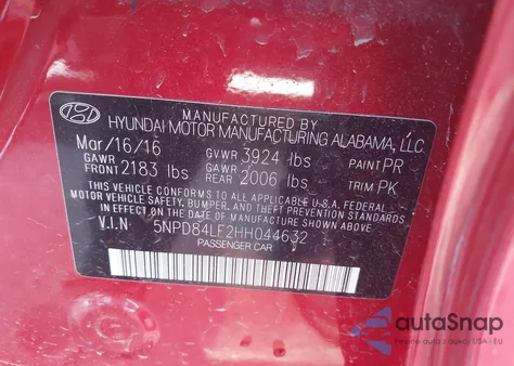 2017 Hyundai Elantra Se from USA, damaged, VIN 5NPD84LF2HH044632